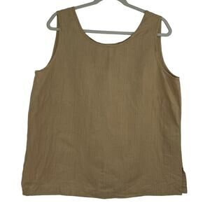 Evan-Picone light brown sleeveless blouse women's XL linen cotton minimalist